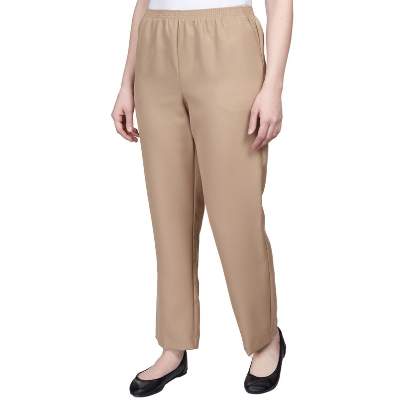 Alfred Dunner Women's Poly Proportioned Short Pant, Tan, 6 Petite - Image 3